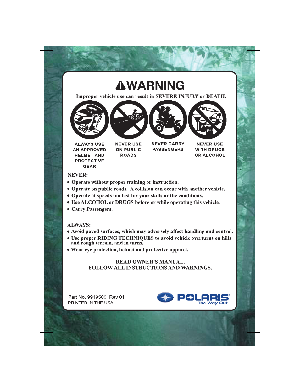 Polaris Sportsman 6x6 User Manual | Page 3 / 133