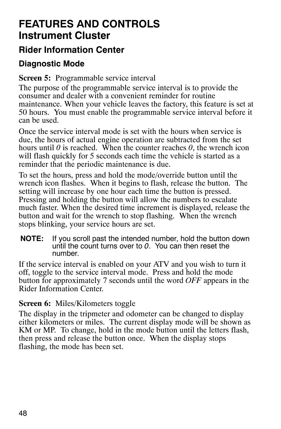 Features and controls instrument cluster | Polaris Sportsman 6x6 User Manual | Page 51 / 133