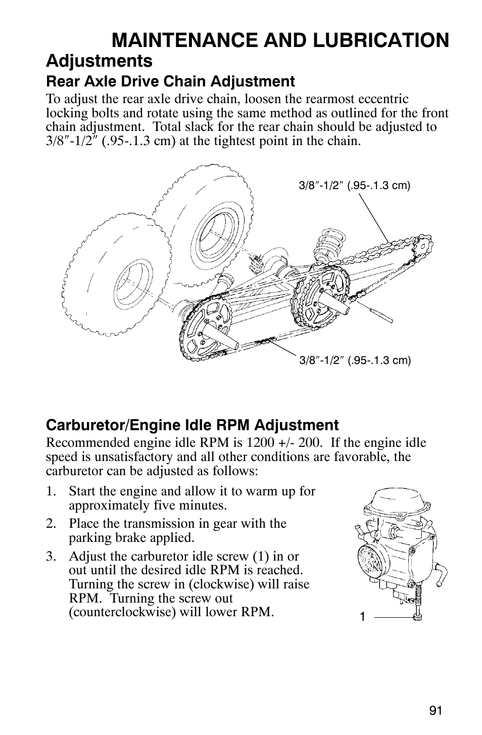 Maintenance and lubrication, Adjustments | Polaris Sportsman 6x6 User Manual | Page 94 / 133