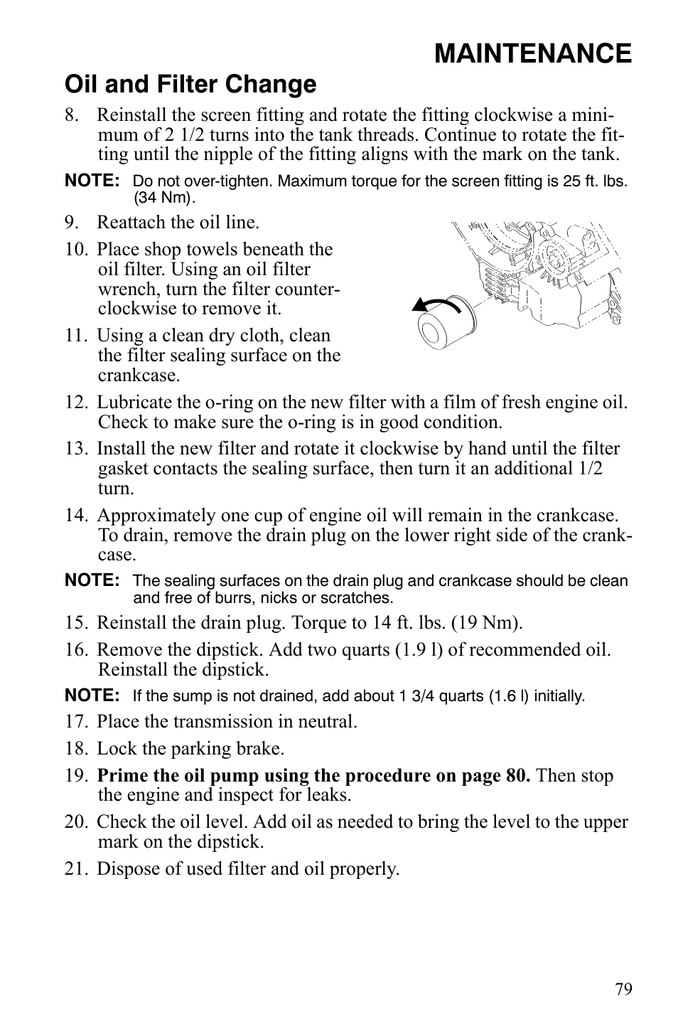 Maintenance, Oil and filter change | Polaris Sportsman 9920775 User Manual | Page 82 / 144