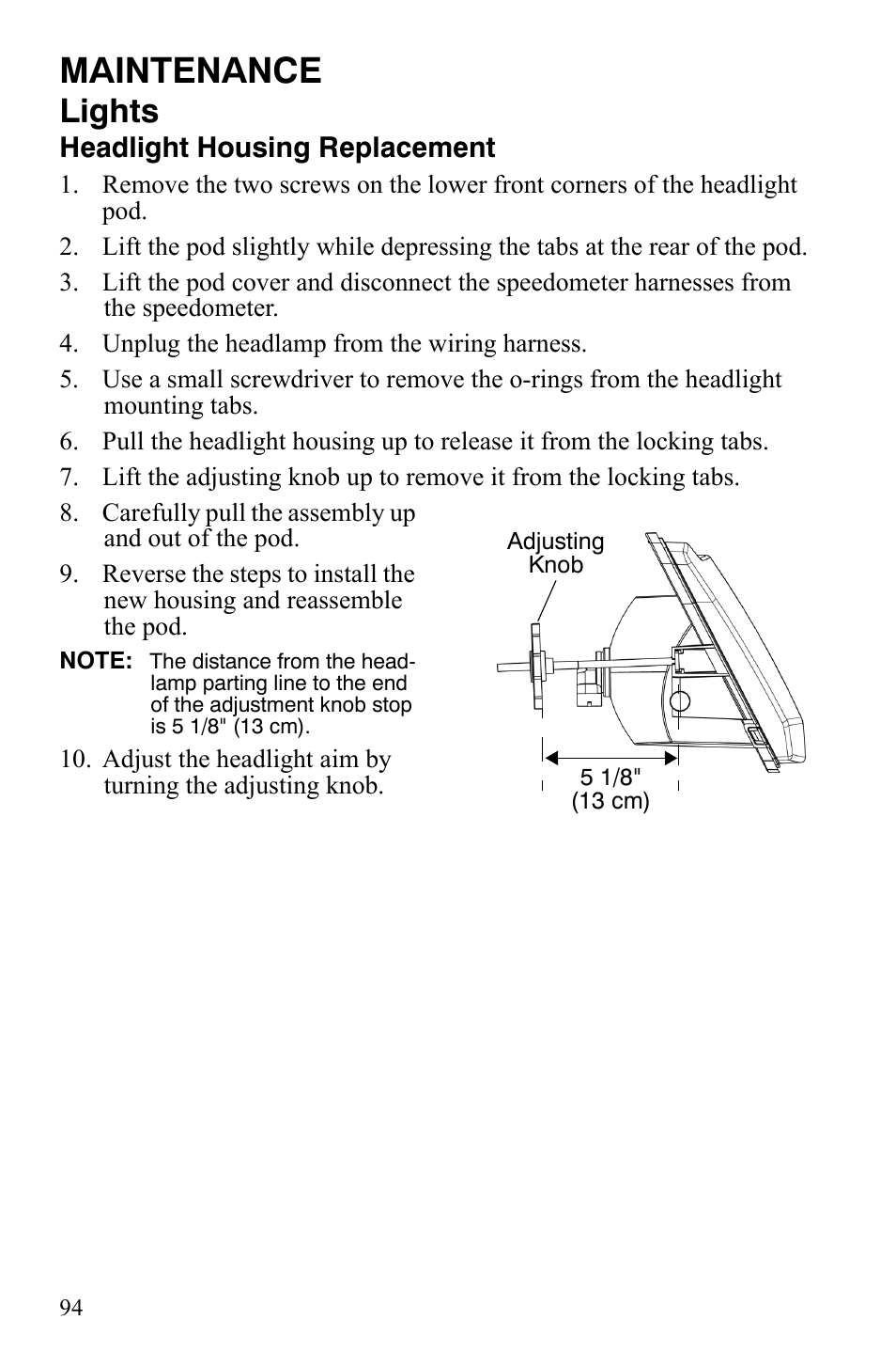 Maintenance, Lights | Polaris Sportsman 9920775 User Manual | Page 97 / 144