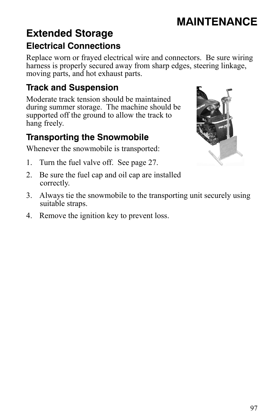 Maintenance, Extended storage | Polaris 550 IQ Shift User Manual | Page 100 / 121
