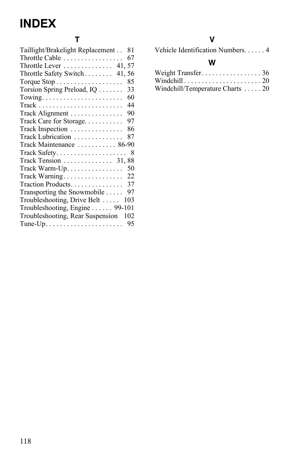 Index | Polaris 550 IQ Shift User Manual | Page 121 / 121