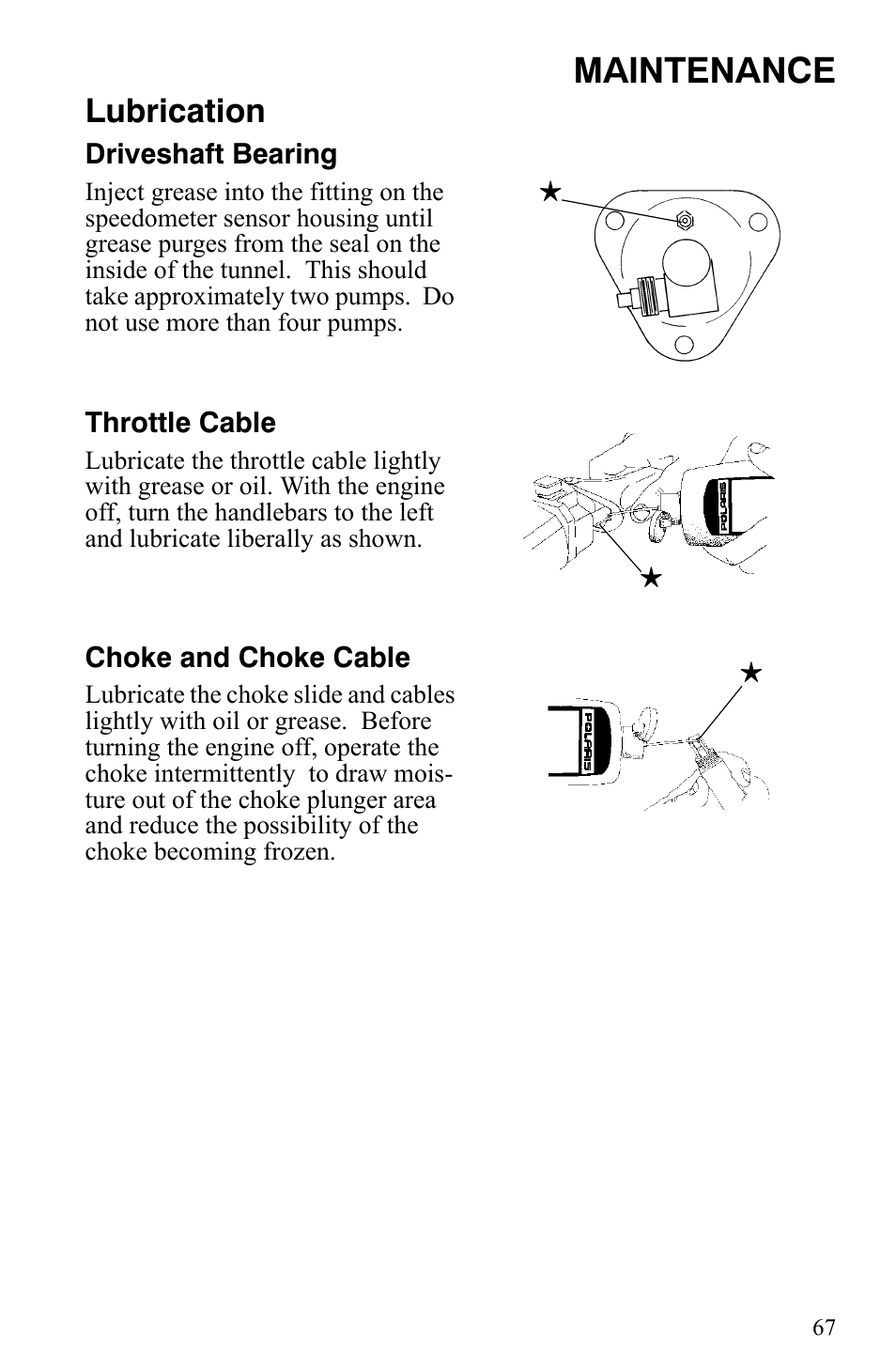 Maintenance, Lubrication | Polaris 550 IQ Shift User Manual | Page 70 / 121