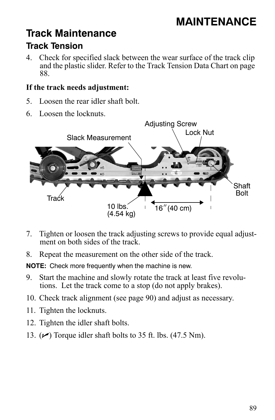Maintenance, Track maintenance | Polaris 550 IQ Shift User Manual | Page 92 / 121