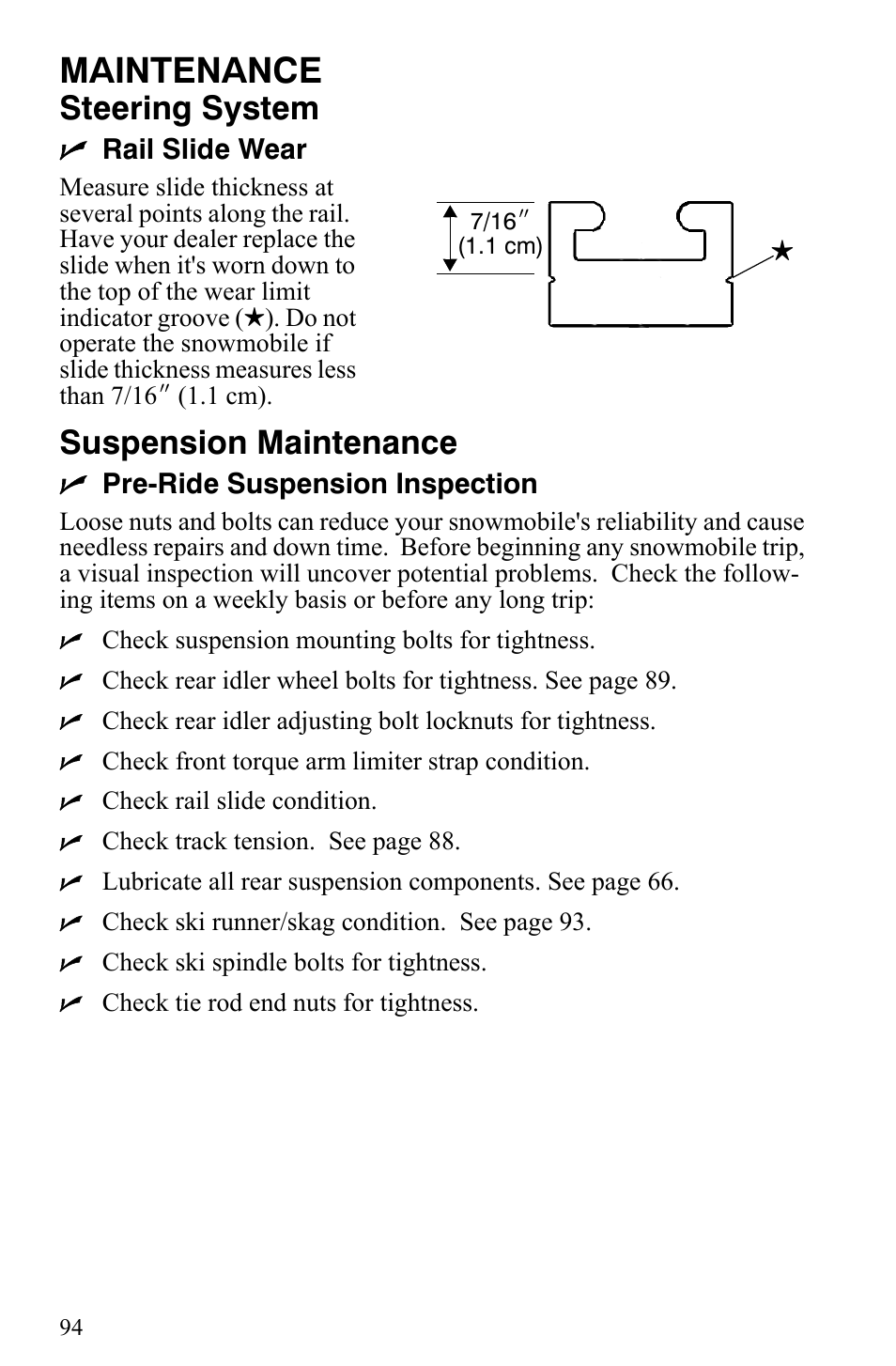 Maintenance, Steering system, Suspension maintenance | Polaris 550 IQ Shift User Manual | Page 97 / 121