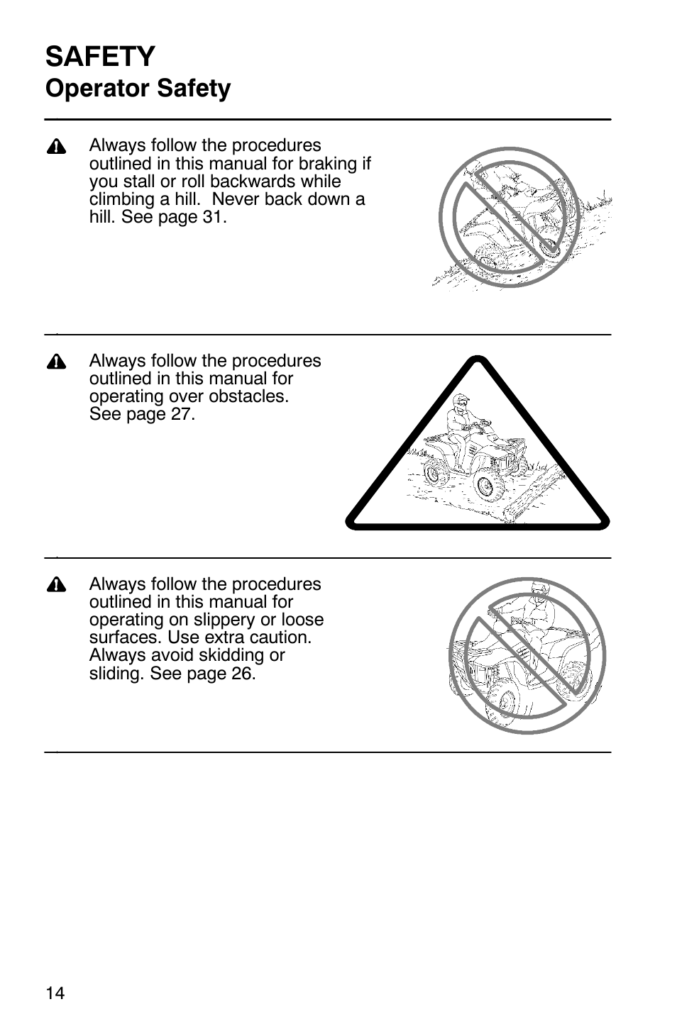 Safety, Operator safety | Polaris Trail Boss 330 Quadricycle User Manual | Page 16 / 119