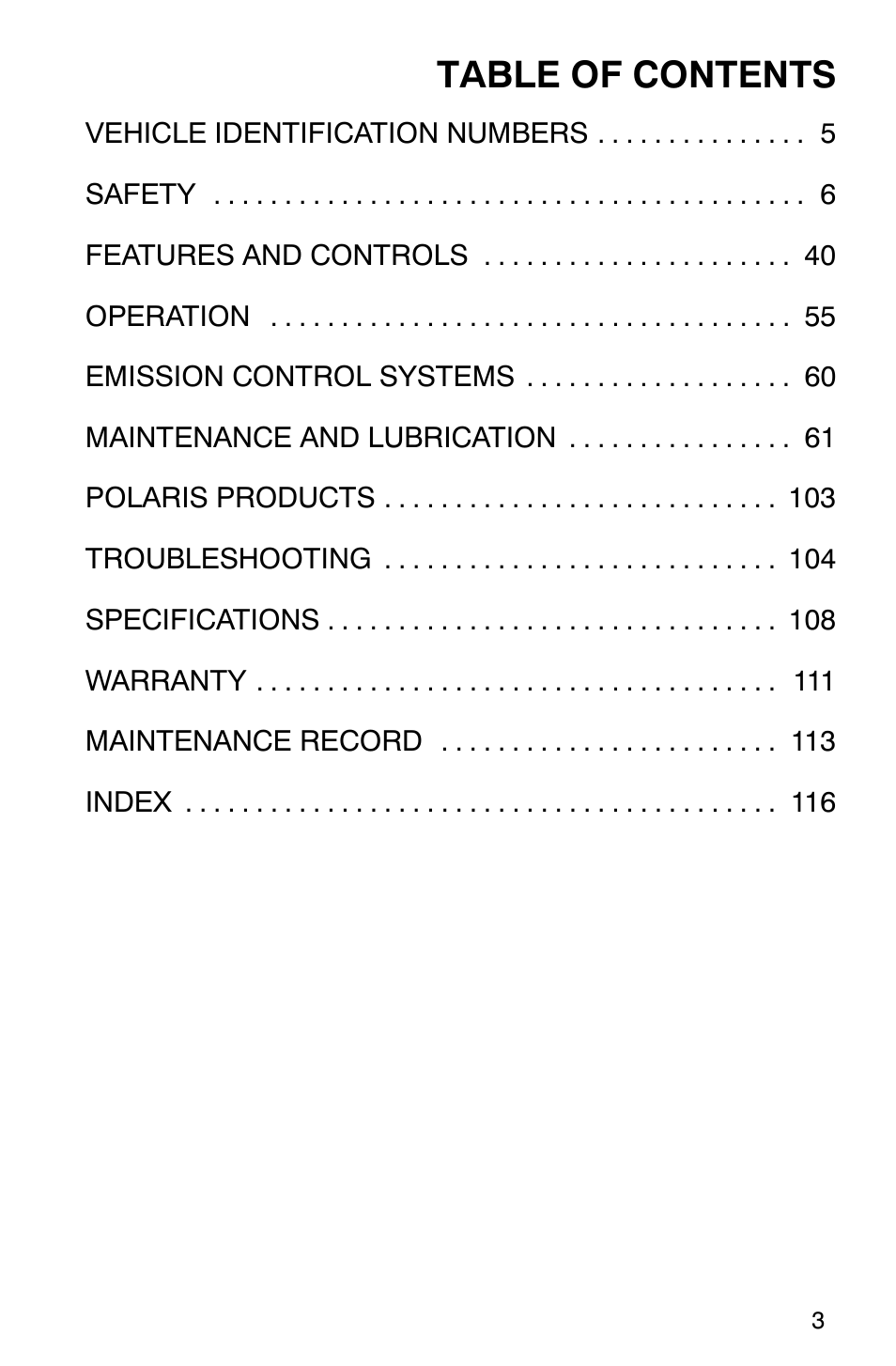 Polaris Trail Boss 330 Quadricycle User Manual | Page 5 / 119