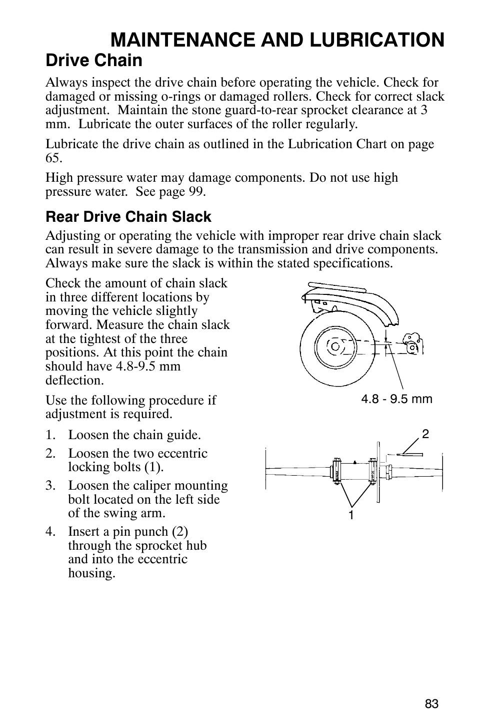 Maintenance and lubrication, Drive chain | Polaris Trail Boss 330 Quadricycle User Manual | Page 85 / 119