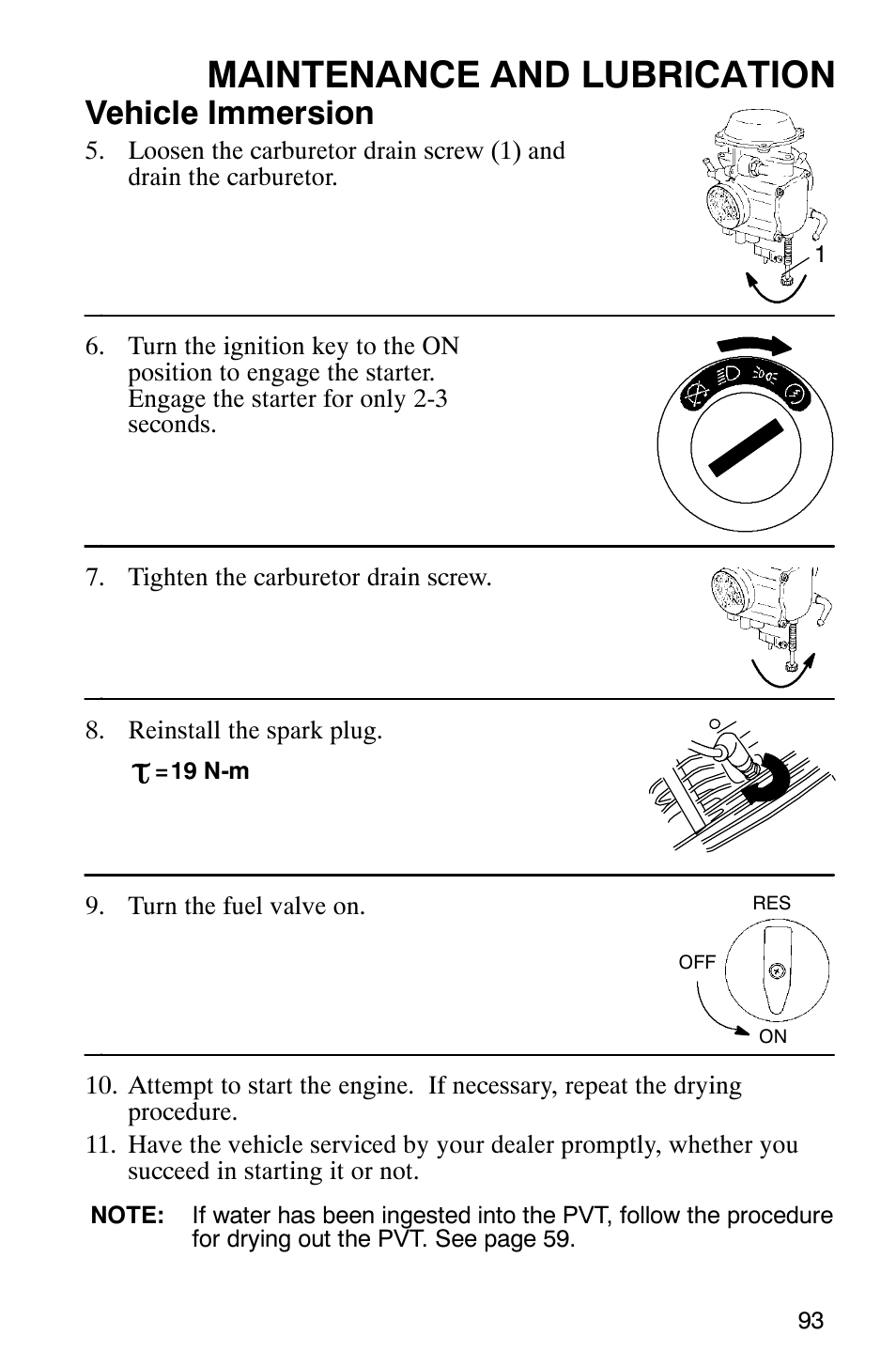 Maintenance and lubrication, Vehicle immersion | Polaris Trail Boss 330 Quadricycle User Manual | Page 95 / 119