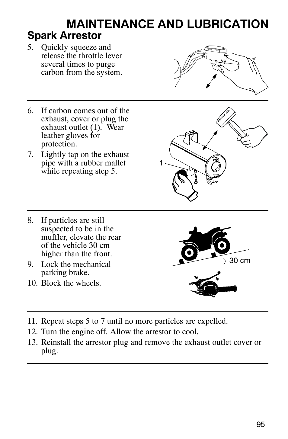 Maintenance and lubrication, Spark arrestor | Polaris Trail Boss 330 Quadricycle User Manual | Page 97 / 119