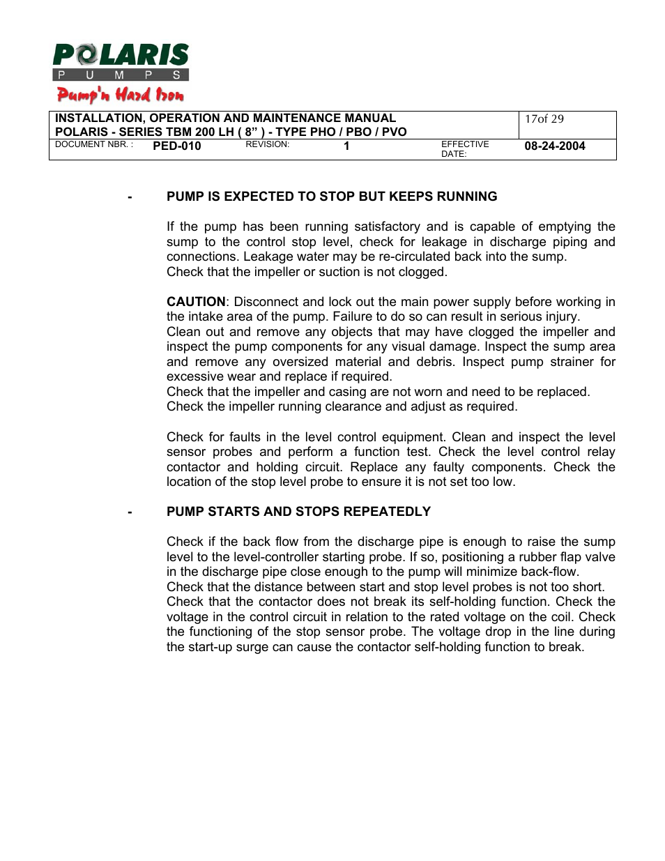 Polaris TBM 200 LH User Manual | Page 17 / 50
