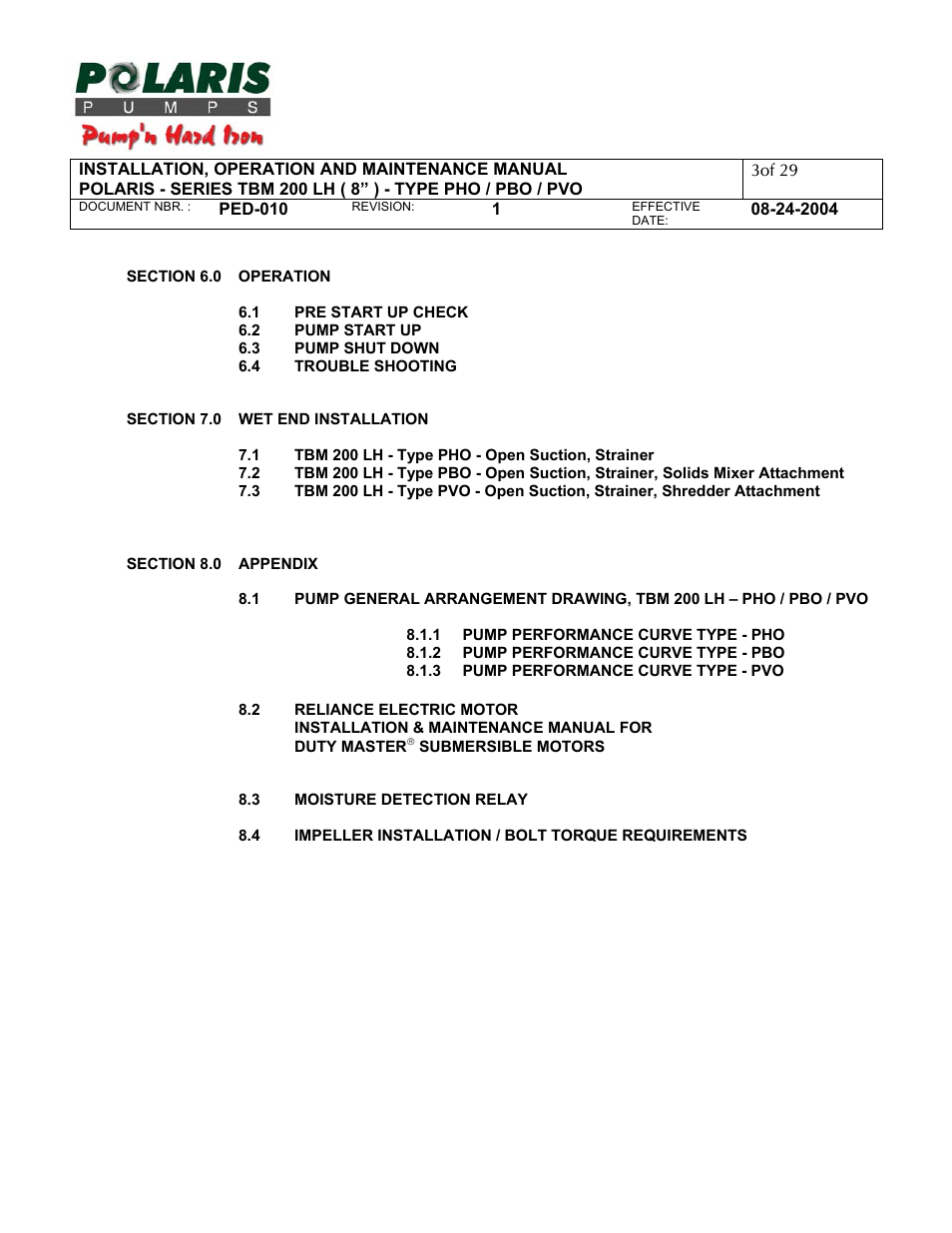 Polaris TBM 200 LH User Manual | Page 3 / 50