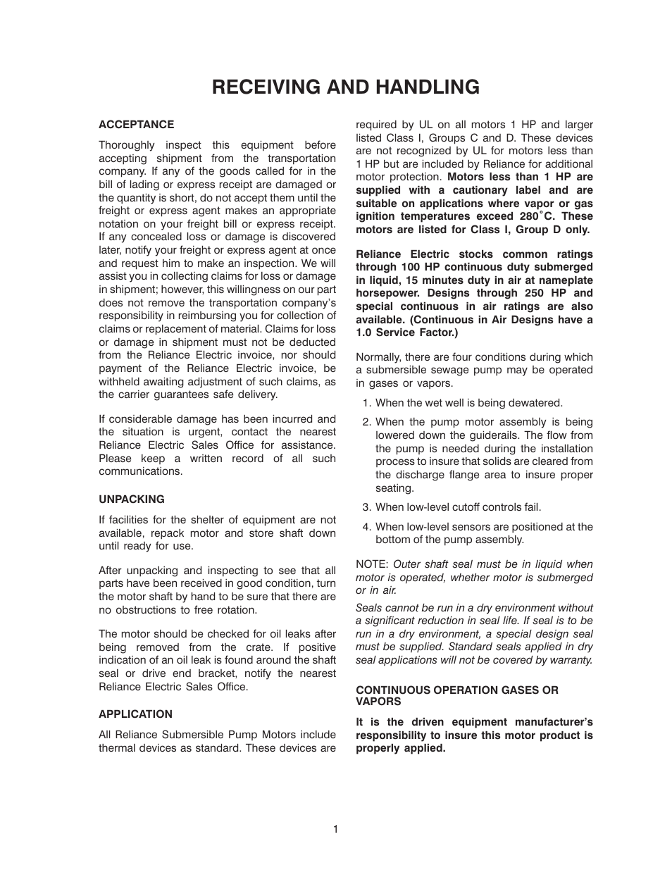 Receiving and handling | Polaris TBM 200 LH User Manual | Page 37 / 50