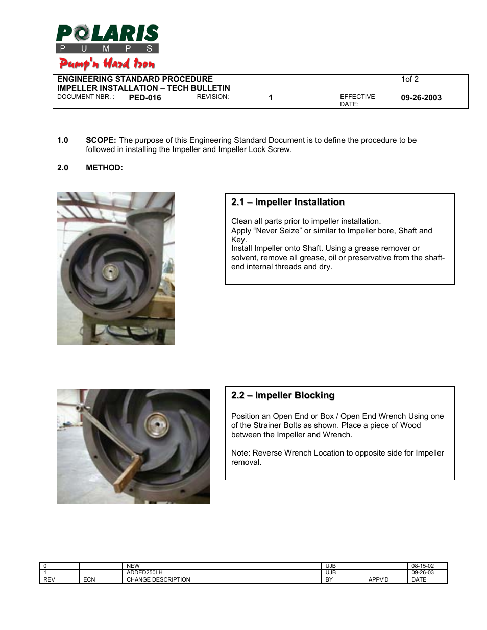 4 - impeller installation | Polaris TBM 200 LH User Manual | Page 48 / 50