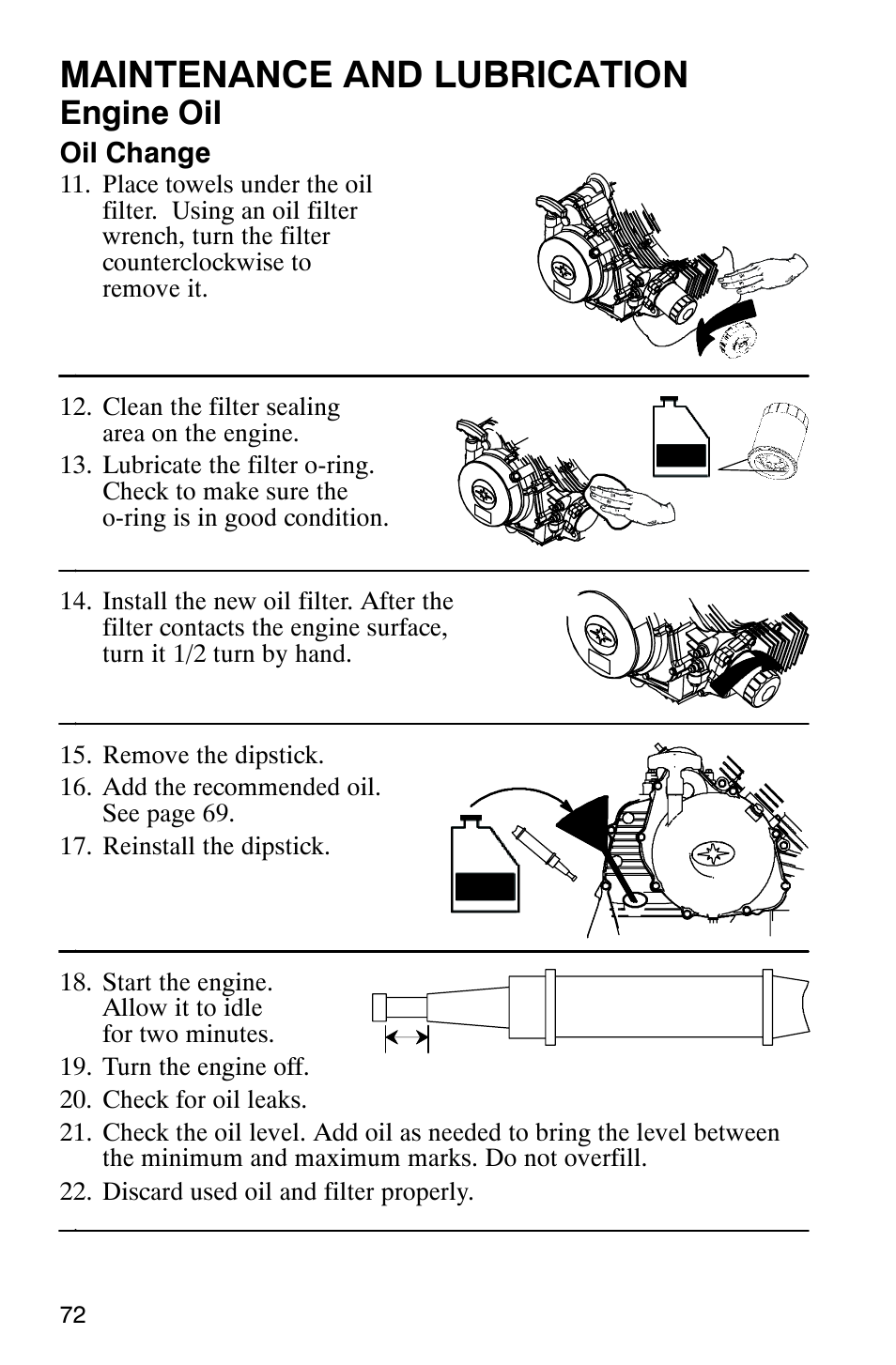 Maintenance and lubrication, Engine oil | Polaris Hawkeye 4x4 User Manual | Page 75 / 134