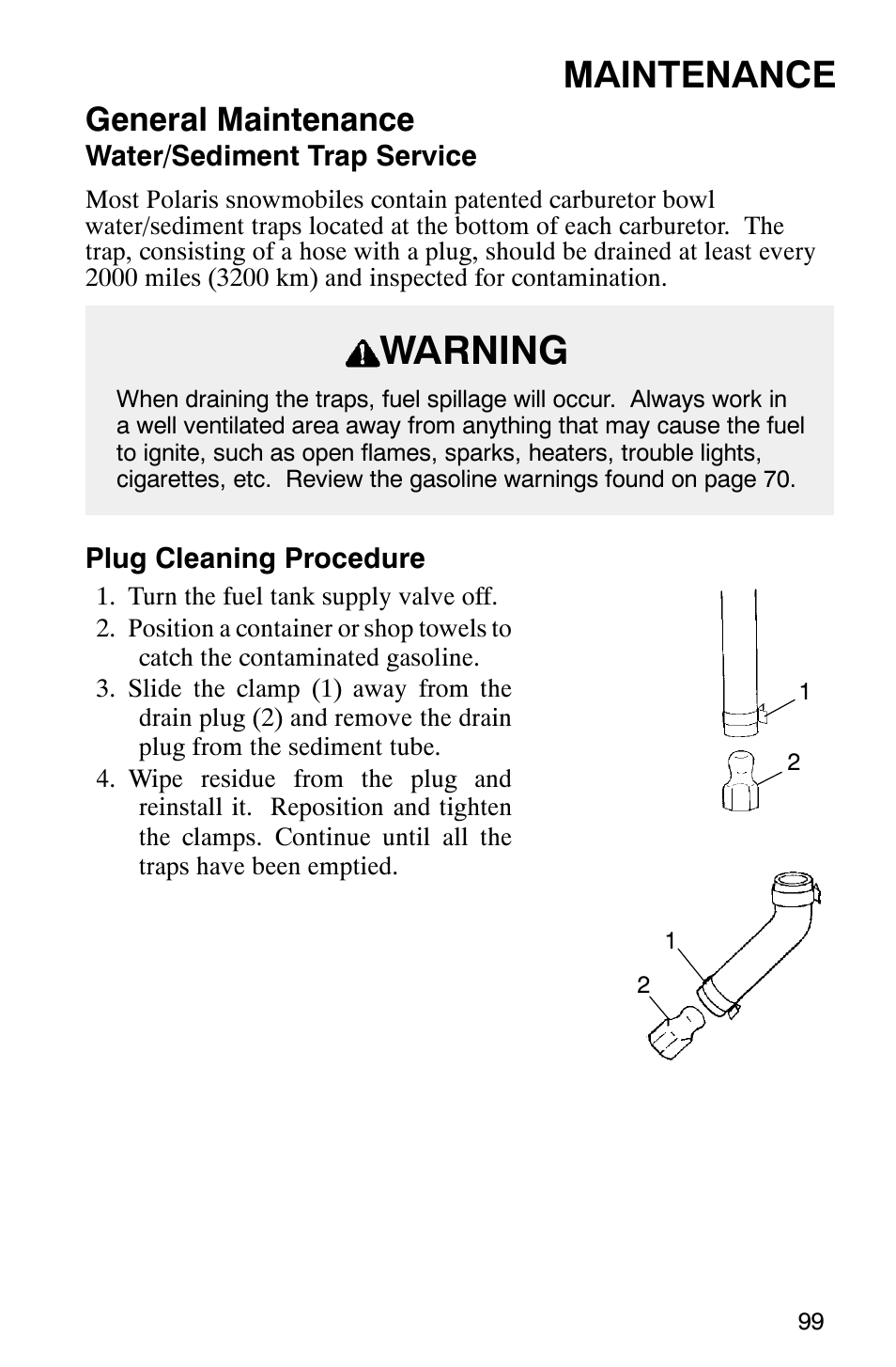 Warning, Maintenance, General maintenance | Polaris 340 Edge User Manual | Page 101 / 155