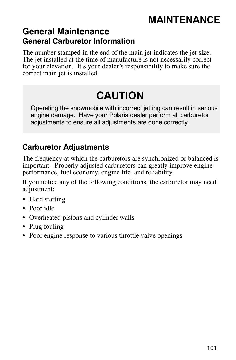 Caution, Maintenance, General maintenance | Polaris 340 Edge User Manual | Page 103 / 155