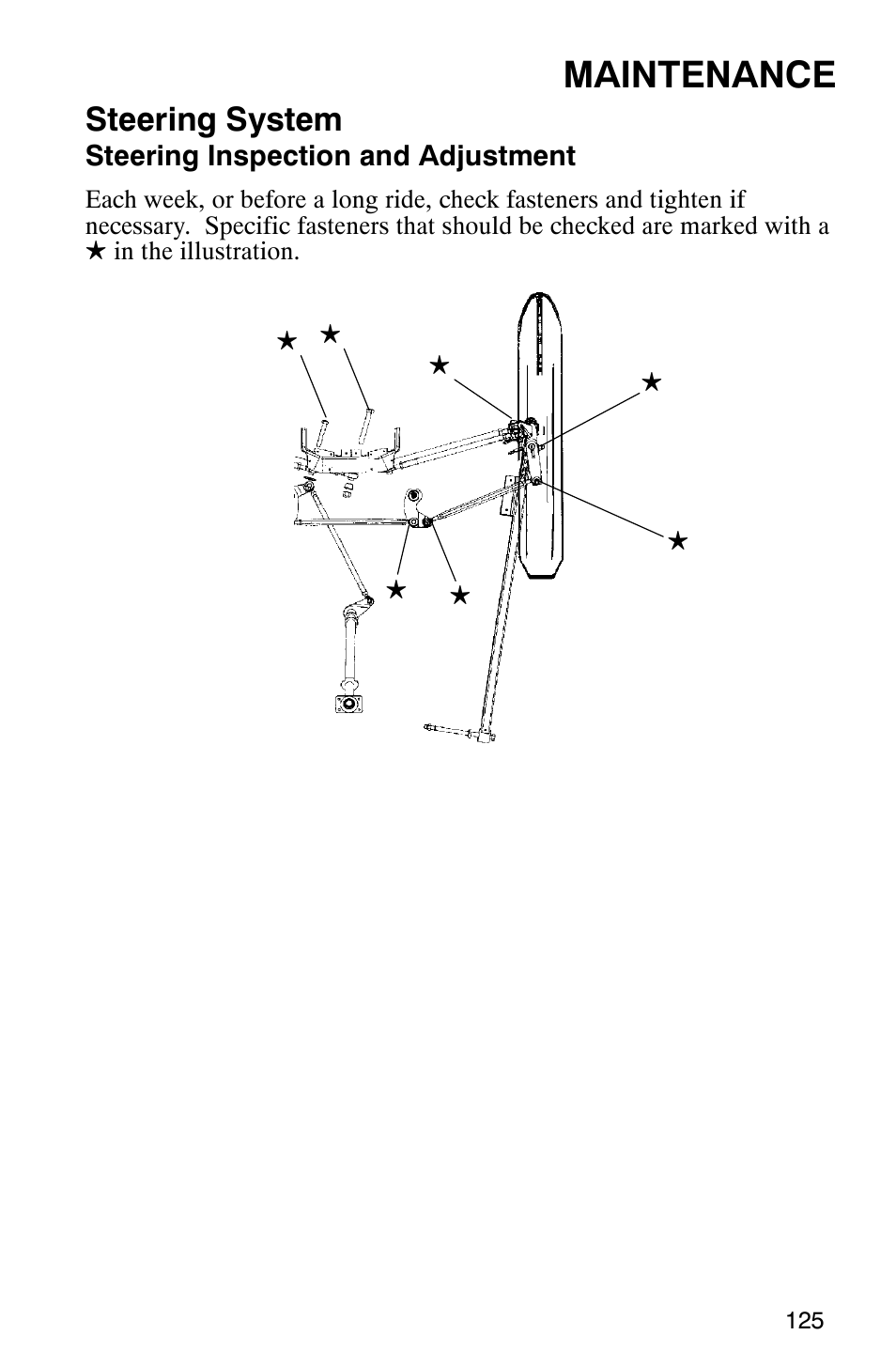 Maintenance, Steering system | Polaris 340 Edge User Manual | Page 127 / 155