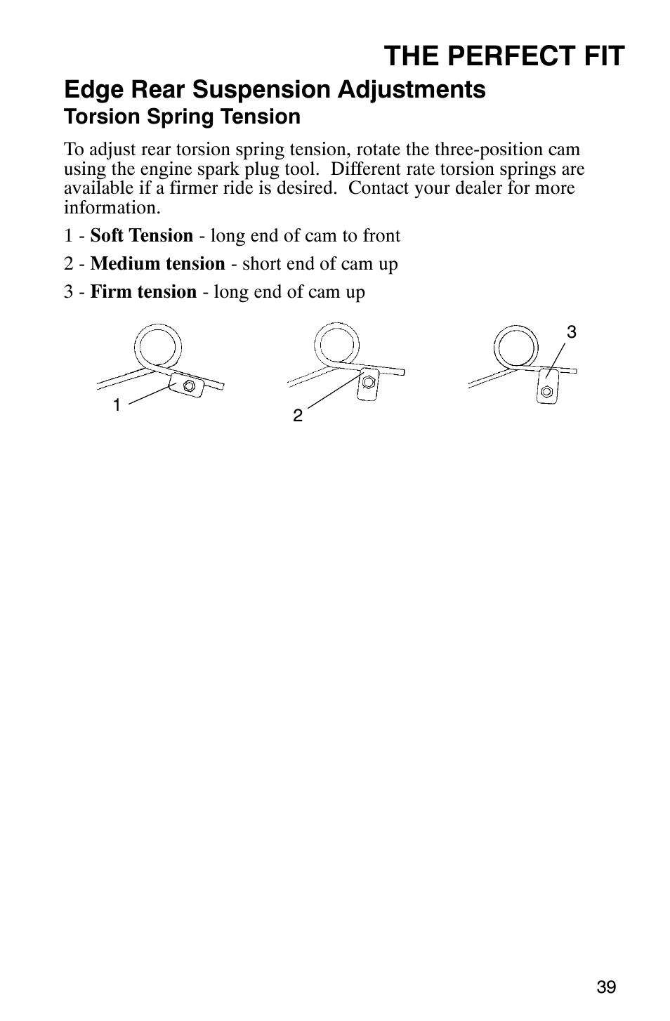 The perfect fit, Edge rear suspension adjustments | Polaris 340 Edge User Manual | Page 41 / 155