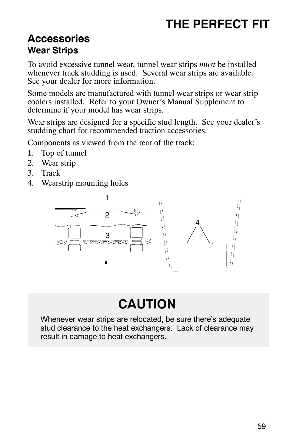 Caution, The perfect fit, Accessories | Polaris 340 Edge User Manual | Page 61 / 155