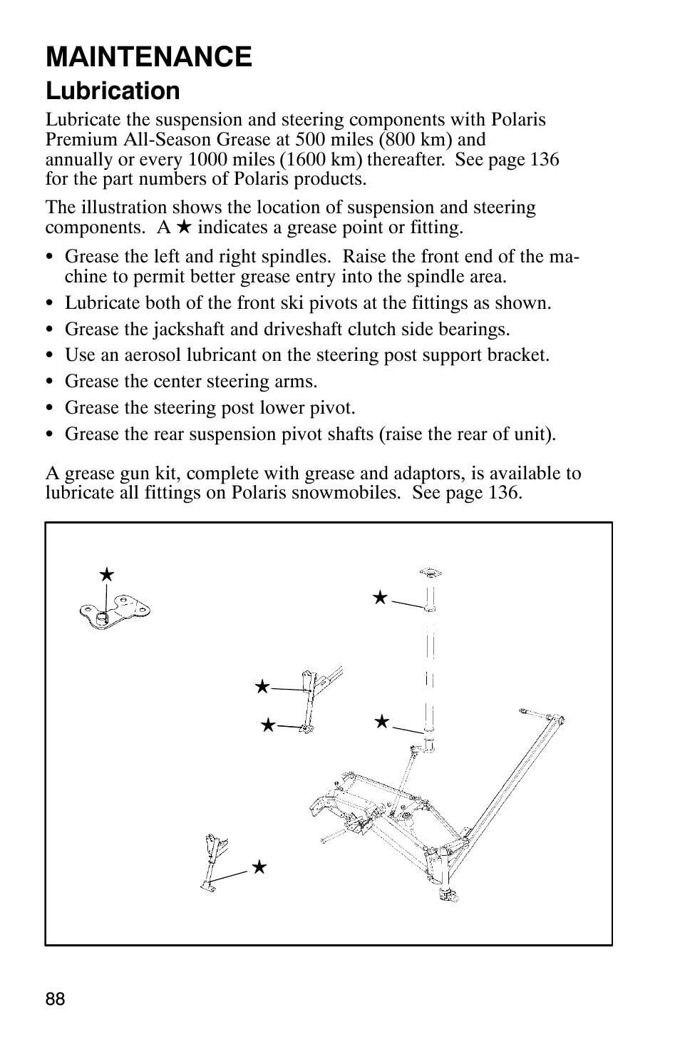 Maintenance, Lubrication | Polaris 340 Edge User Manual | Page 90 / 155