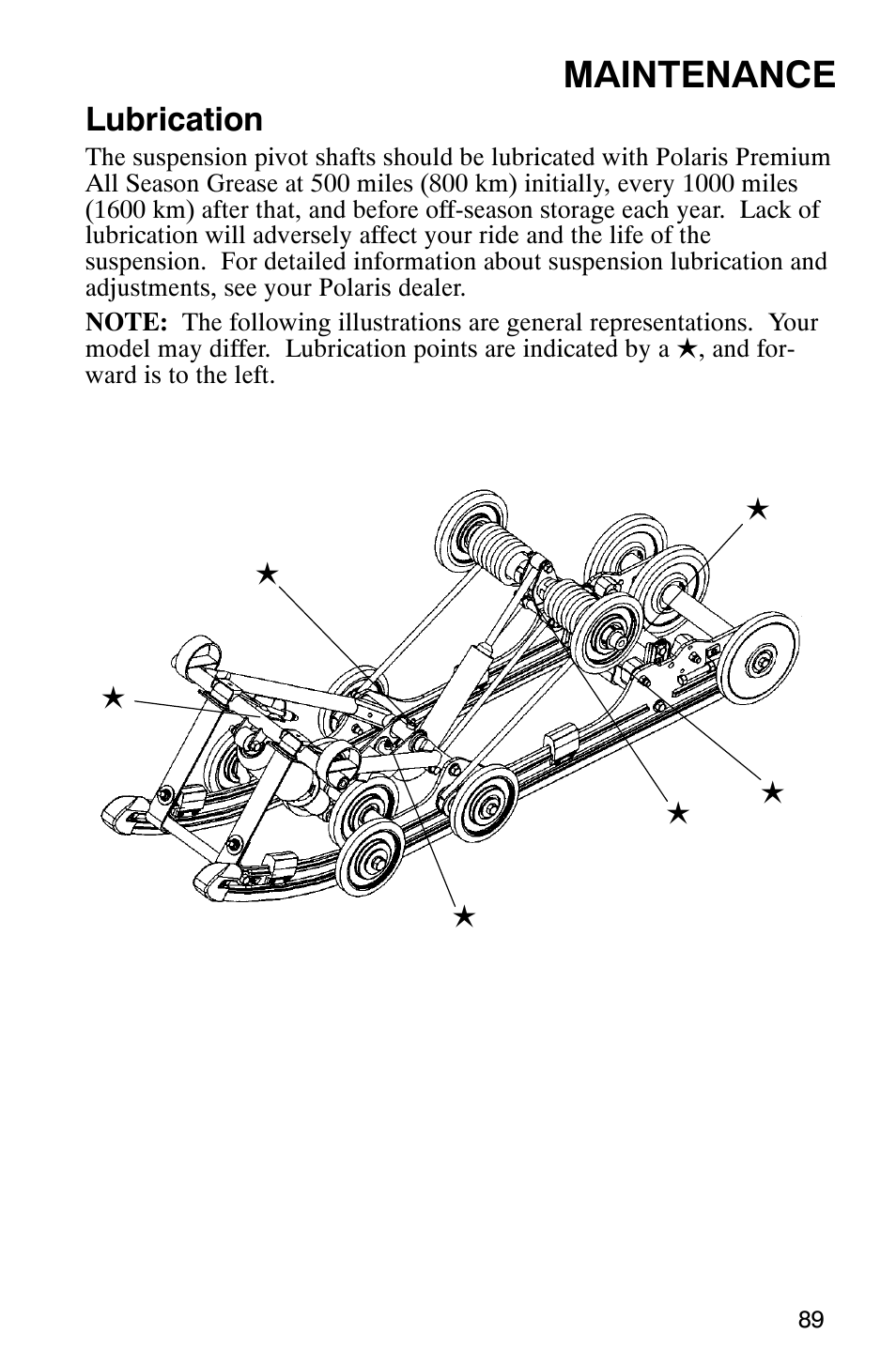 Maintenance, Lubrication | Polaris 340 Edge User Manual | Page 91 / 155