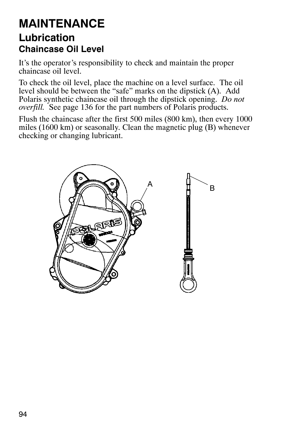 Maintenance, Lubrication | Polaris 340 Edge User Manual | Page 96 / 155