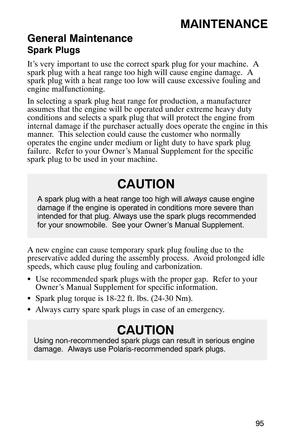 Caution, Maintenance, General maintenance | Polaris 340 Edge User Manual | Page 97 / 155