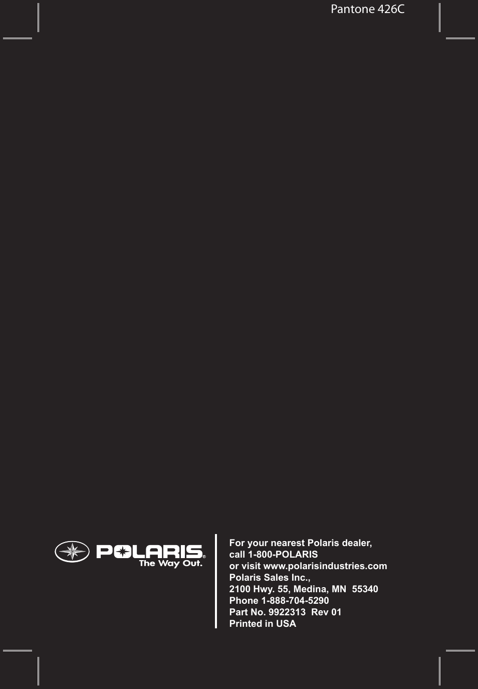 Pantone 426c | Polaris 120 Dragon User Manual | Page 2 / 101