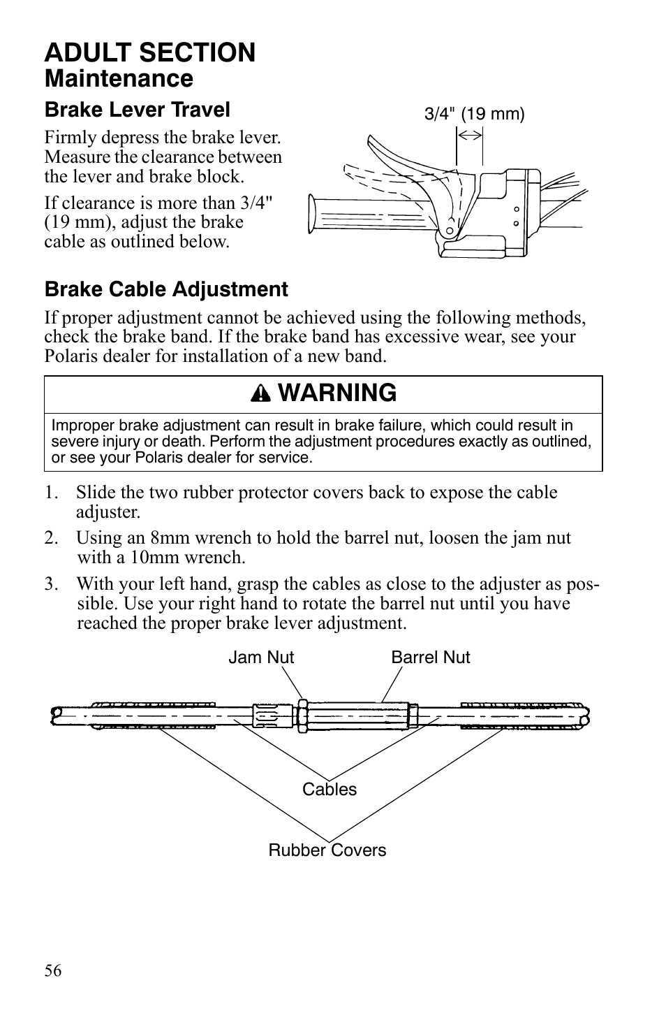 Maintenance, Warning | Polaris 120 Dragon User Manual | Page 60 / 101