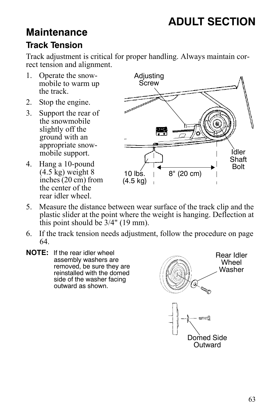 Maintenance, Track tension | Polaris 120 Dragon User Manual | Page 67 / 101