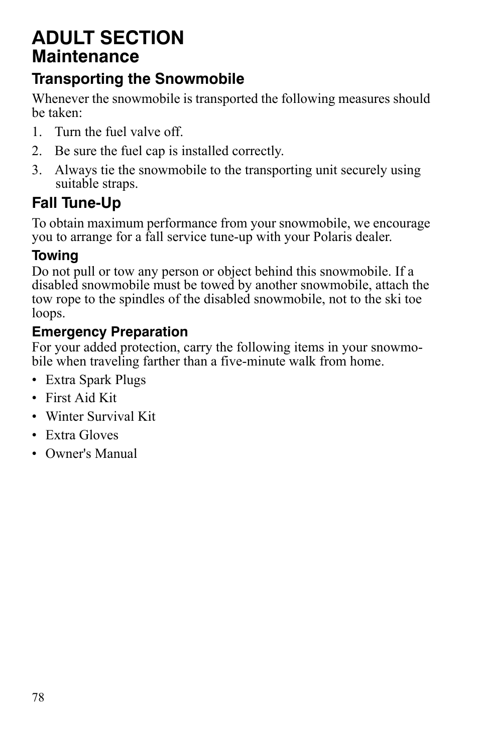 Maintenance | Polaris 120 Dragon User Manual | Page 82 / 101