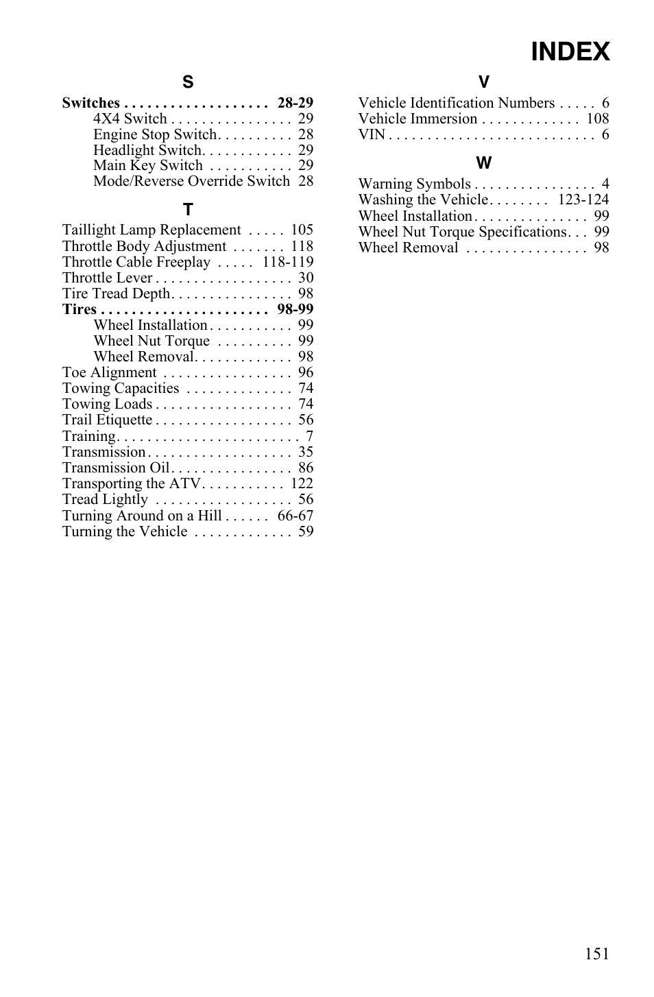 Index | Polaris Sportsman 550 EFI User Manual | Page 155 / 155