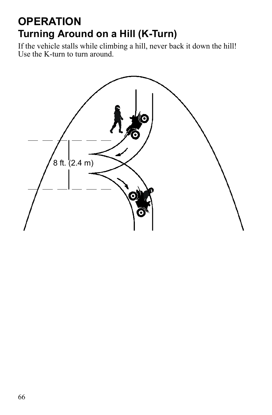 Operation, Turning around on a hill (k-turn) | Polaris Sportsman 550 EFI User Manual | Page 70 / 155