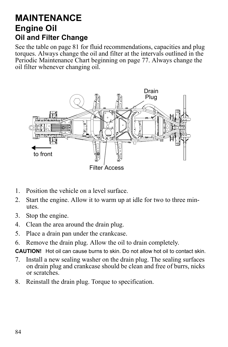 Maintenance, Engine oil | Polaris Sportsman 550 EFI User Manual | Page 88 / 155