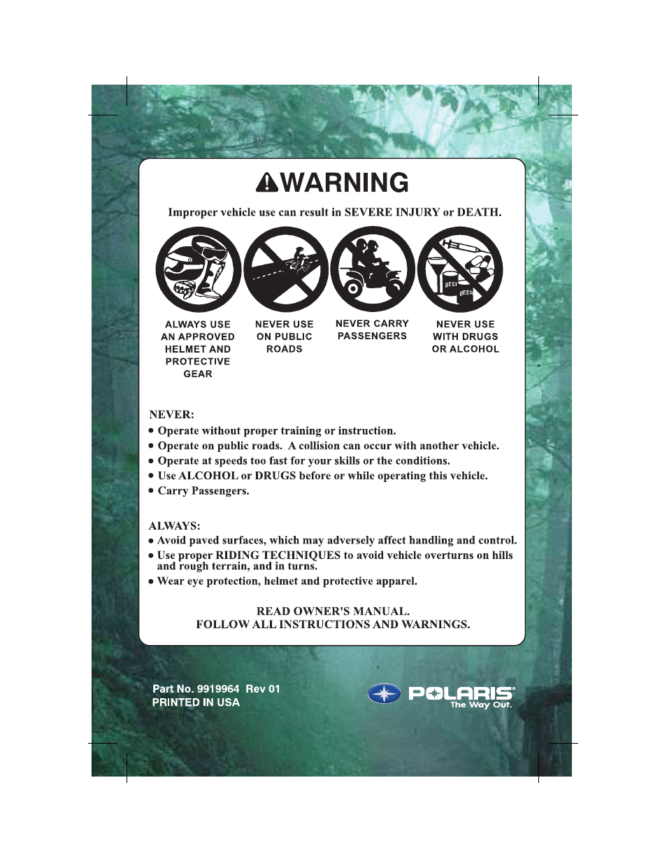 Polaris PHOENIX 200 User Manual | Page 111 / 111