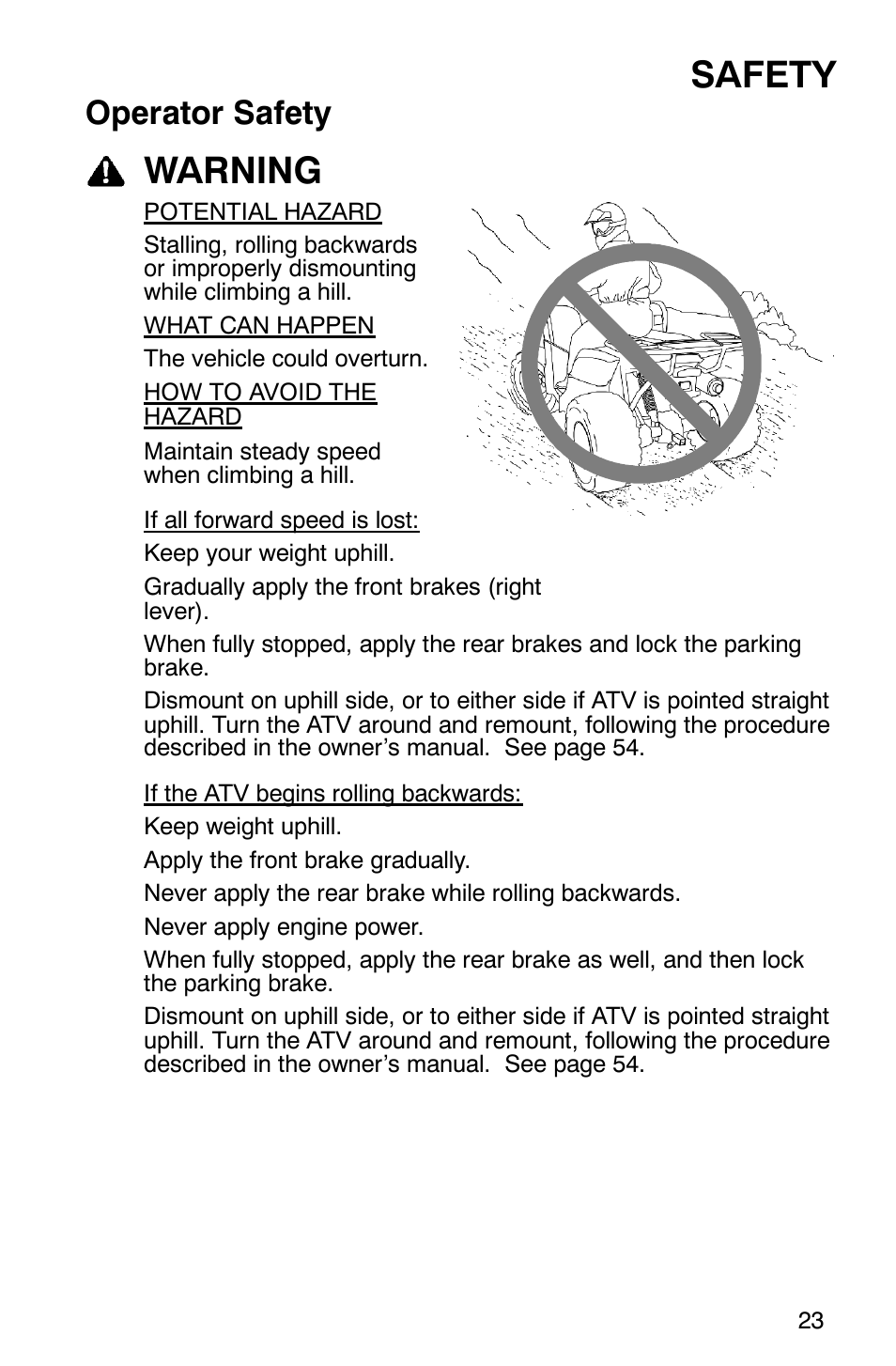 Safety, Warning, Operator safety | Polaris PHOENIX 200 User Manual | Page 24 / 111