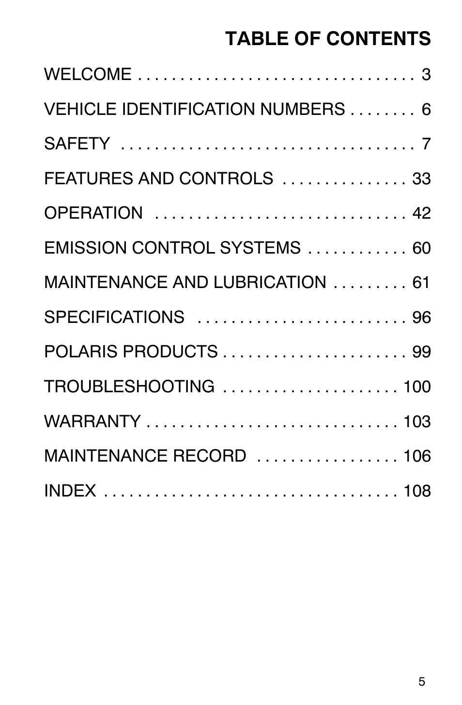 Polaris PHOENIX 200 User Manual | Page 6 / 111