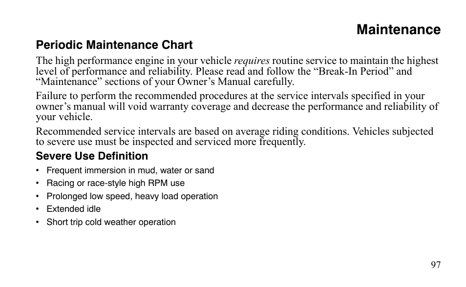 Maintenance | Polaris Outlaw 525 IRS User Manual | Page 100 / 220