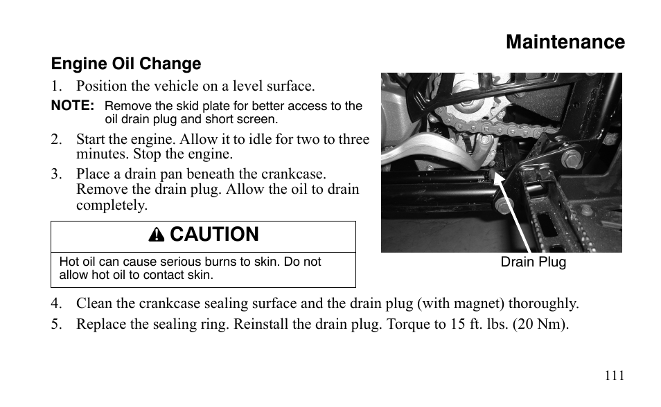 Maintenance, Caution | Polaris Outlaw 525 IRS User Manual | Page 114 / 220