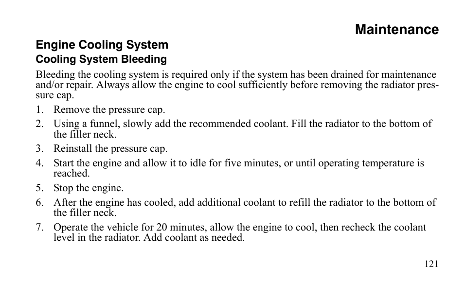 Maintenance | Polaris Outlaw 525 IRS User Manual | Page 124 / 220