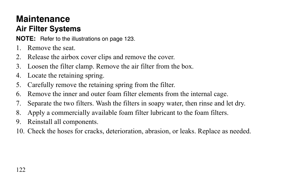 Maintenance | Polaris Outlaw 525 IRS User Manual | Page 125 / 220