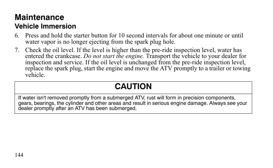 Maintenance, Caution | Polaris Outlaw 525 IRS User Manual | Page 147 / 220