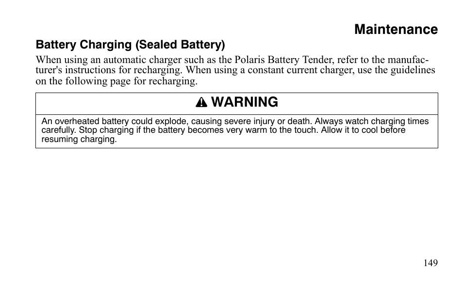 Maintenance, Warning | Polaris Outlaw 525 IRS User Manual | Page 152 / 220