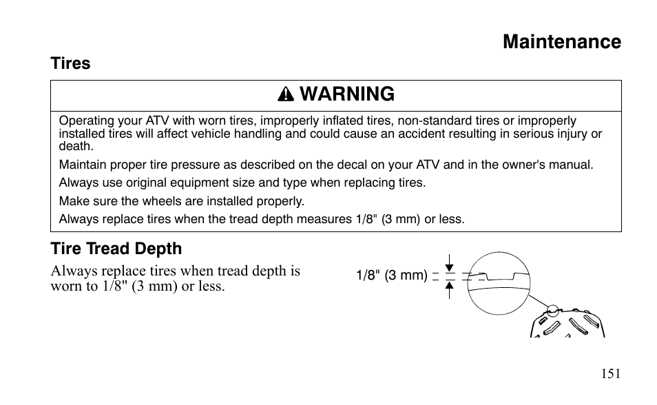 Maintenance, Warning | Polaris Outlaw 525 IRS User Manual | Page 154 / 220