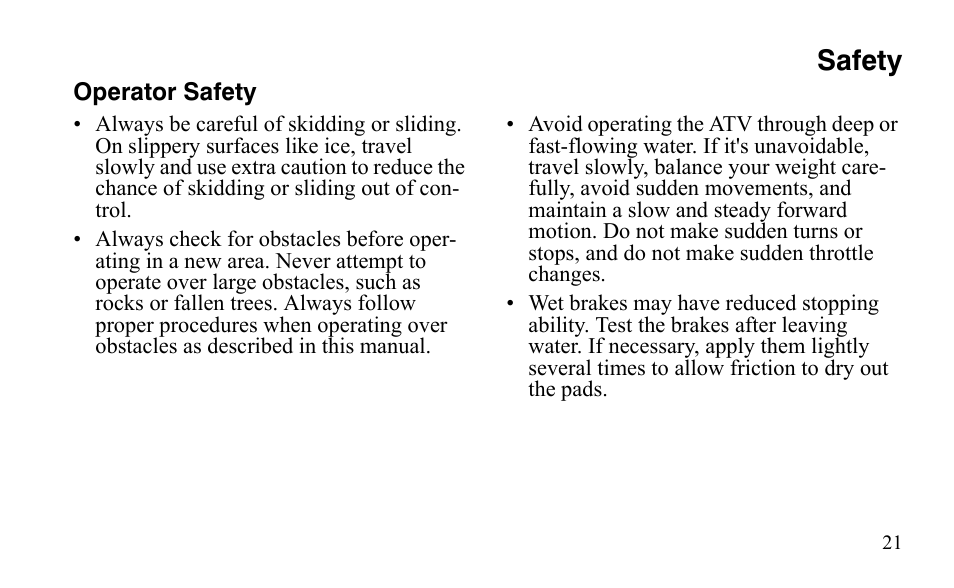 Safety | Polaris Outlaw 525 IRS User Manual | Page 24 / 220