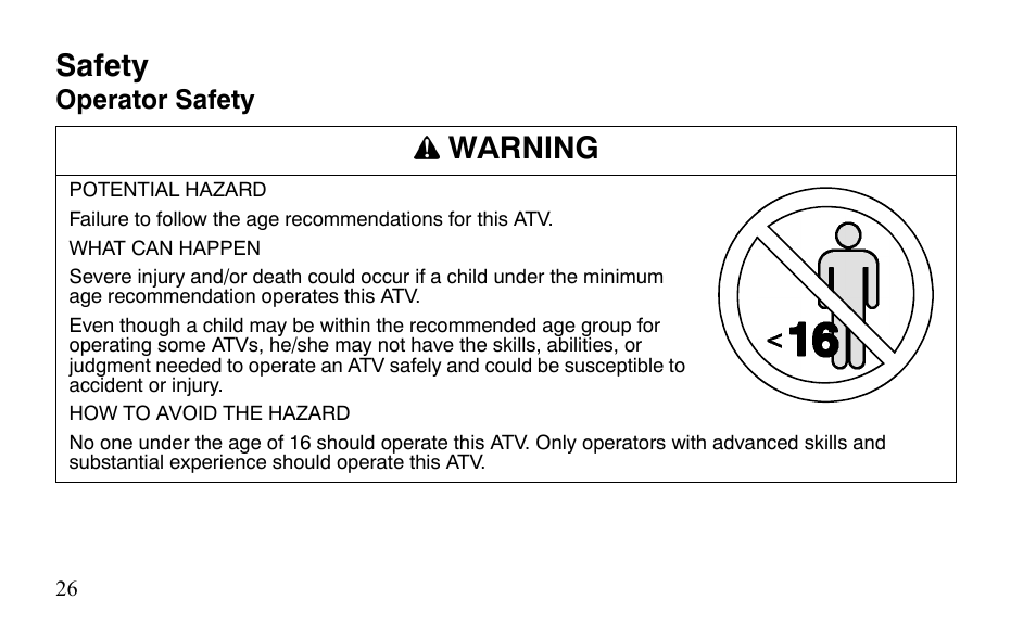 Safety, Warning | Polaris Outlaw 525 IRS User Manual | Page 29 / 220