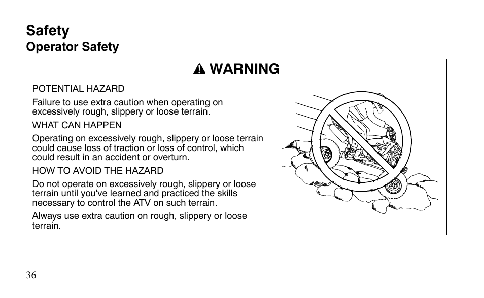 Safety, Warning | Polaris Outlaw 525 IRS User Manual | Page 39 / 220