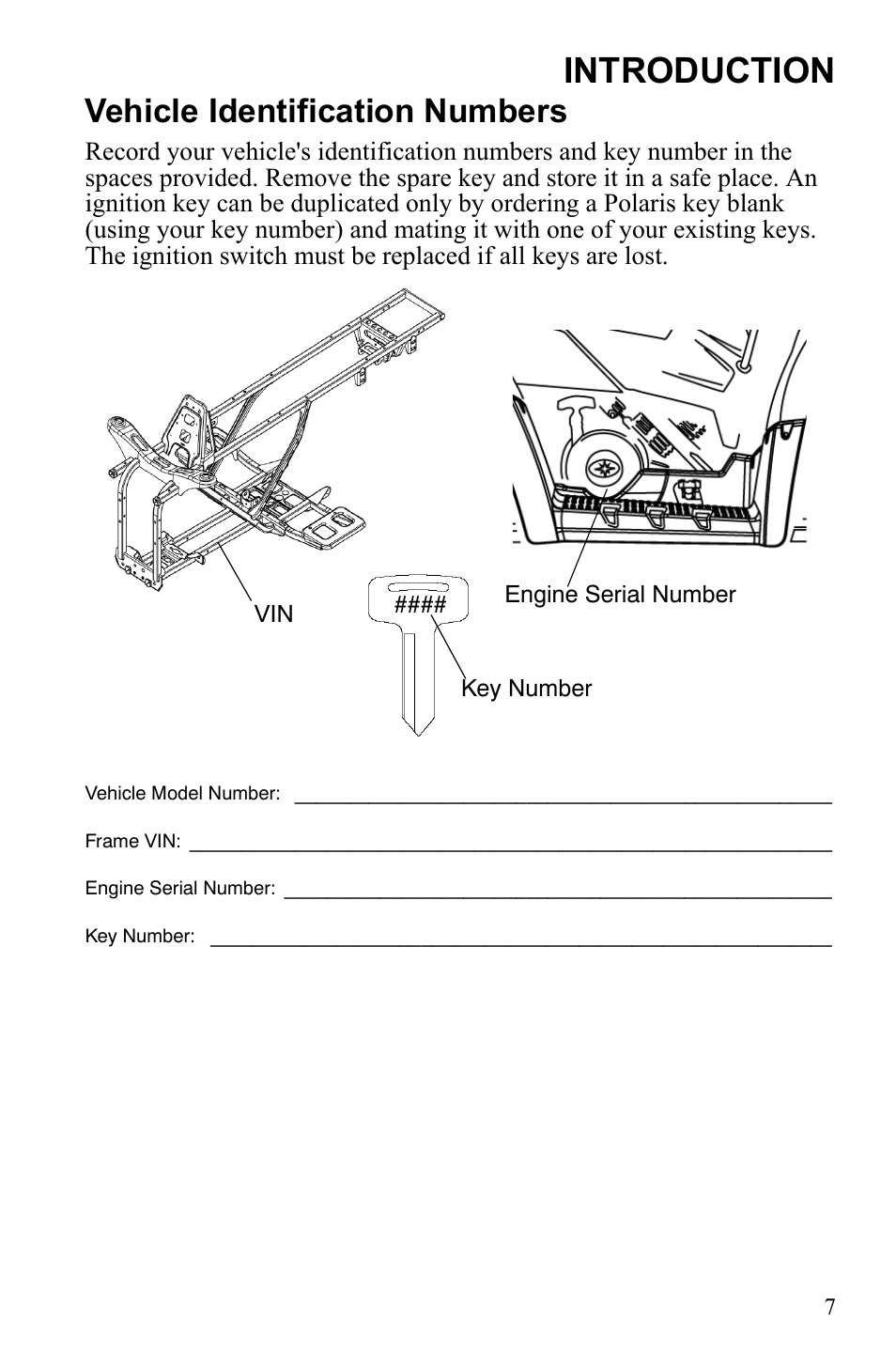 Introduction, Vehicle identification numbers | Polaris Hawkeye 922362 User Manual | Page 10 / 126
